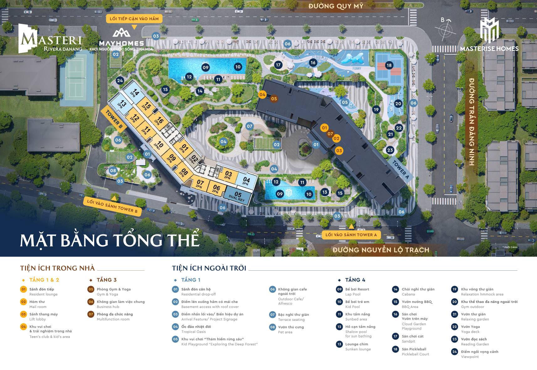 Mặt bằng tiện ích Masteri Rivera Danang