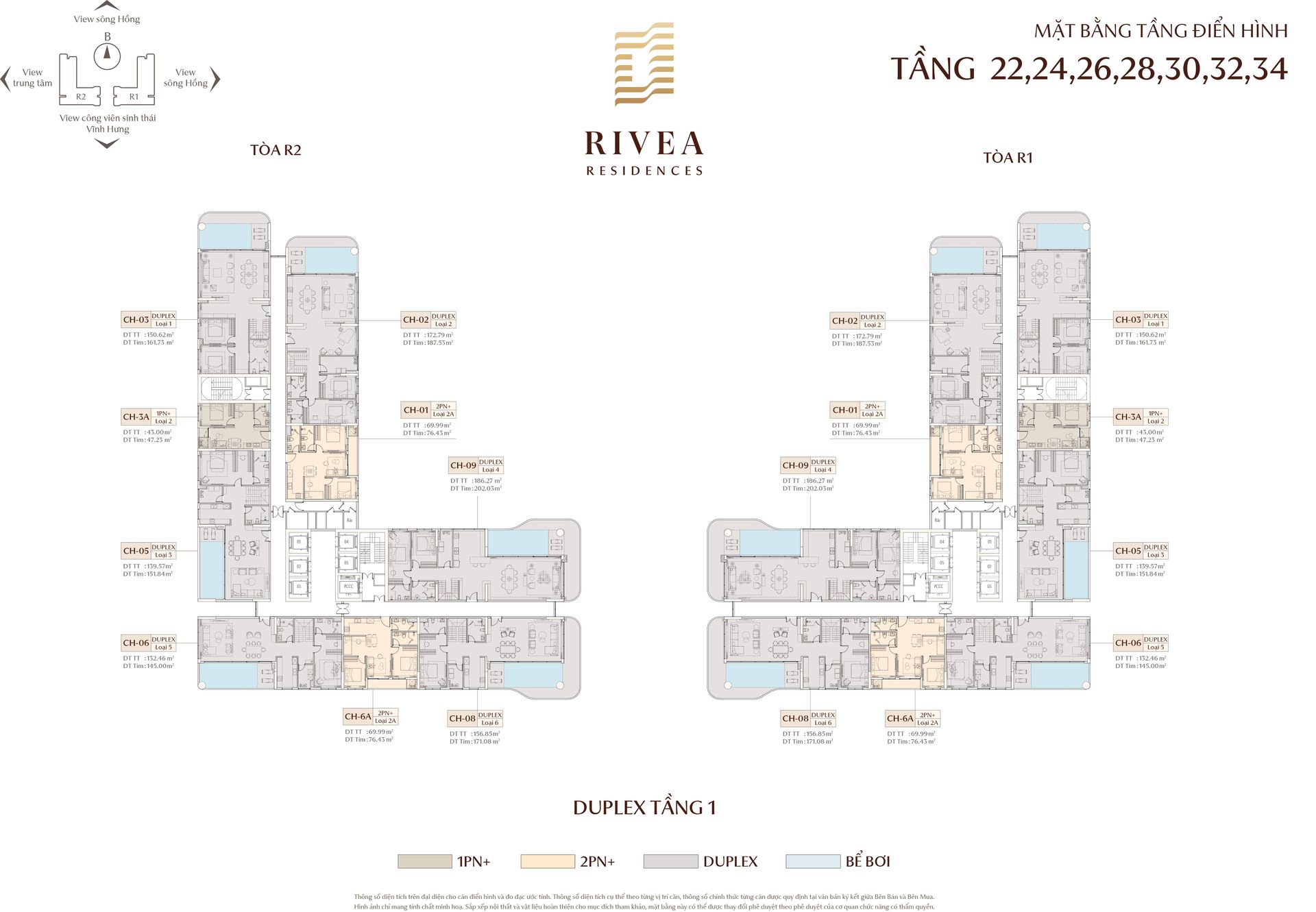 Mặt bằng tầng chẵn 22–34