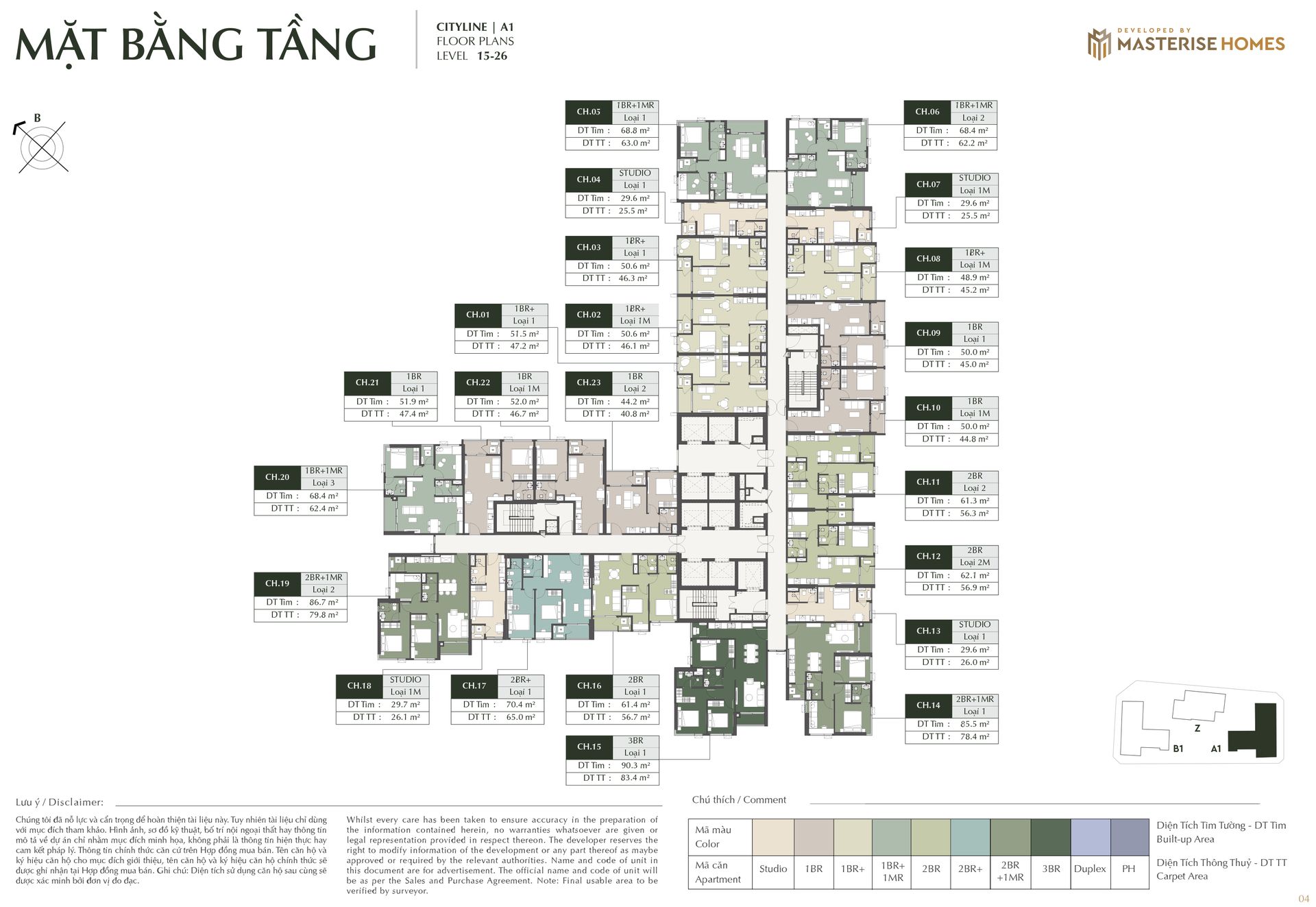 Mặt bằng Tòa Cityline A1