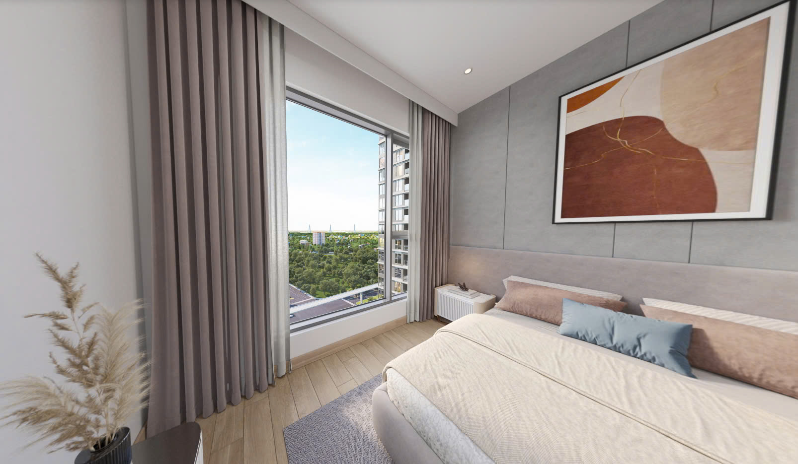 Mặt bằng căn hộ 2PN+1 Masteri Grand Avenue