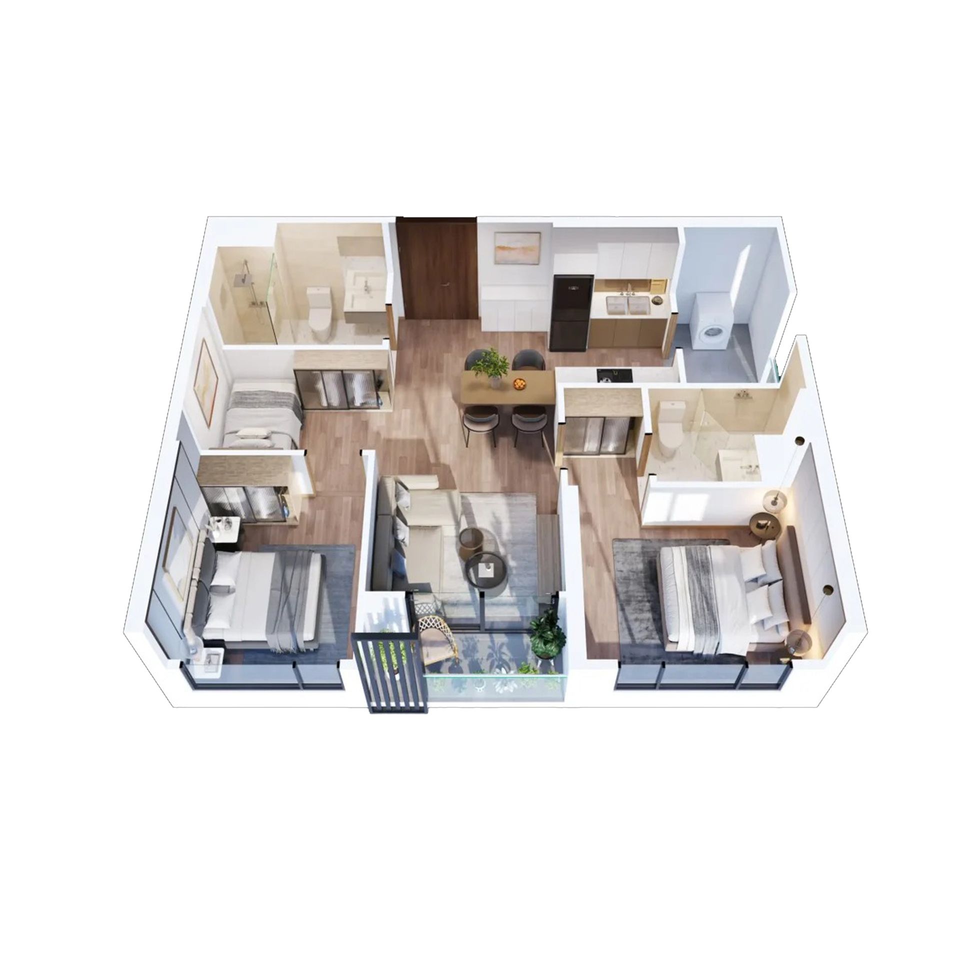 Mặt bằng 3PN Masteri Grand Coast