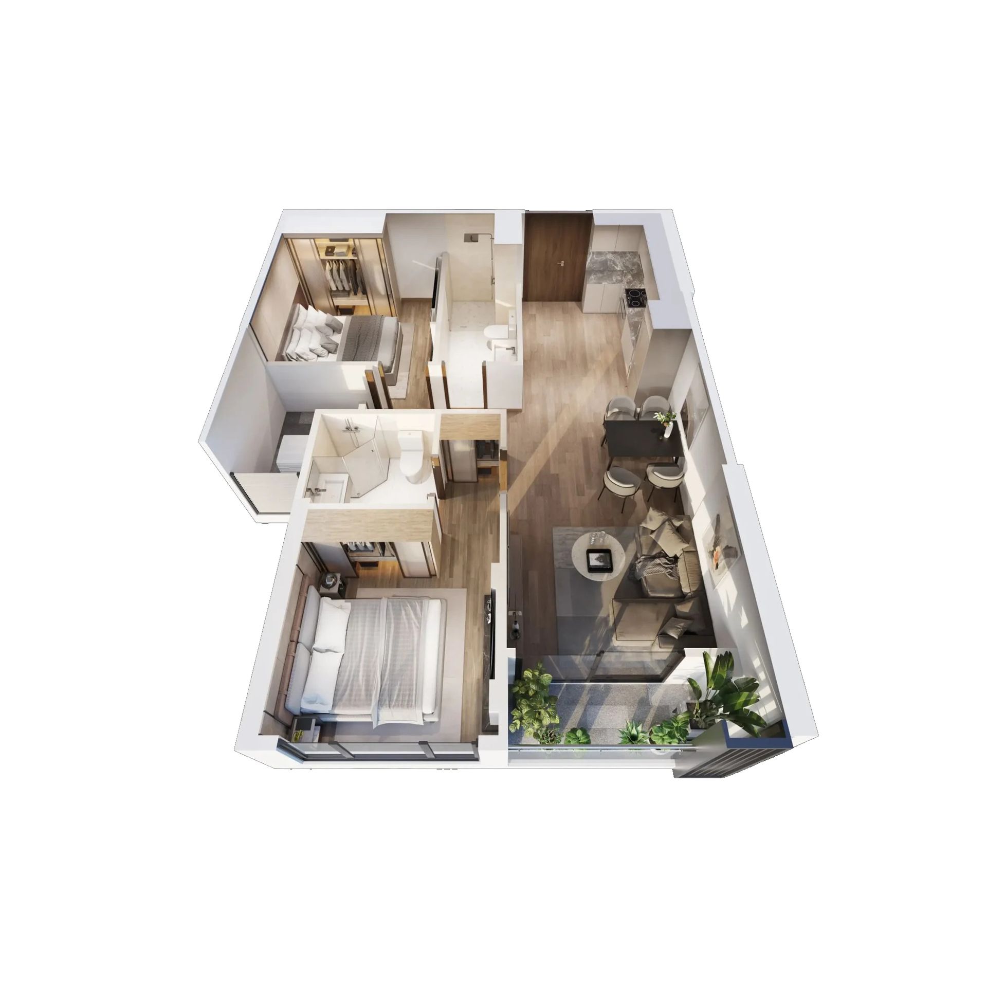 Mặt bằng 2PN Masteri Grand Coast
