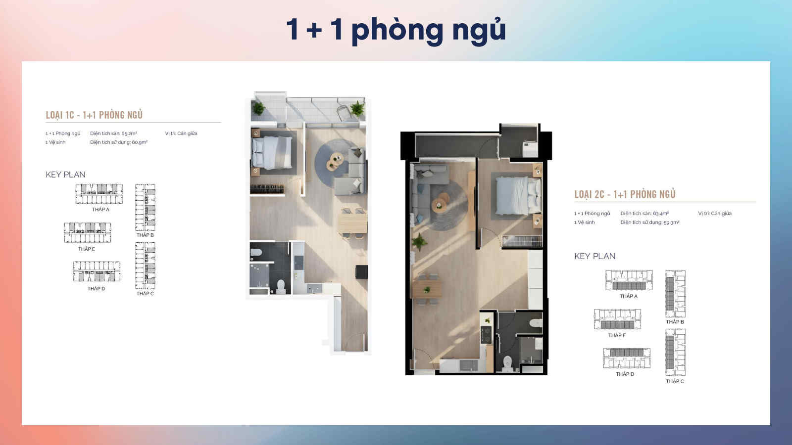 Mặt bằng căn 1PN+