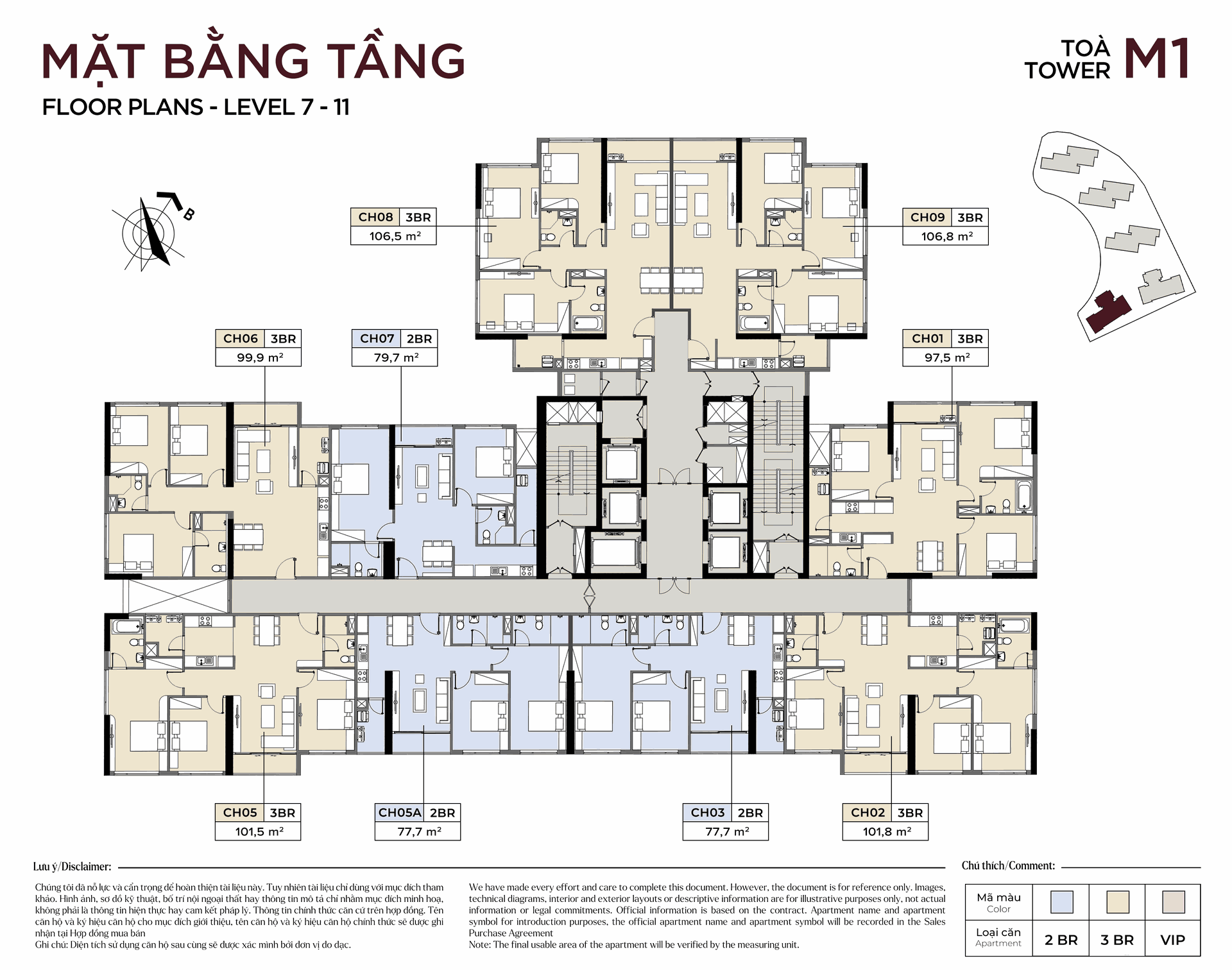 Mặt bằng tầng 7–11 Tòa M1