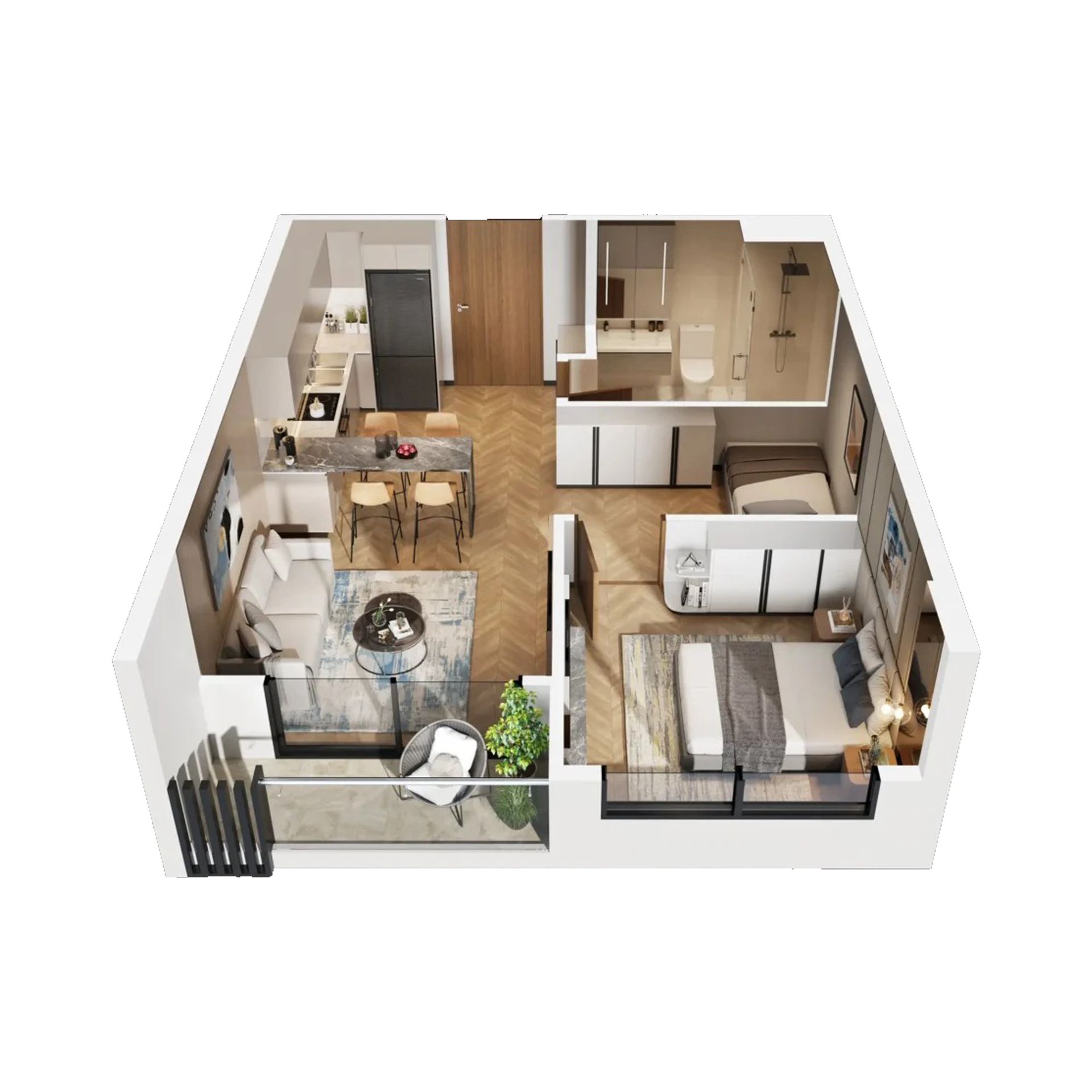 Mặt bằng 1PN+ Masteri Grand Coast