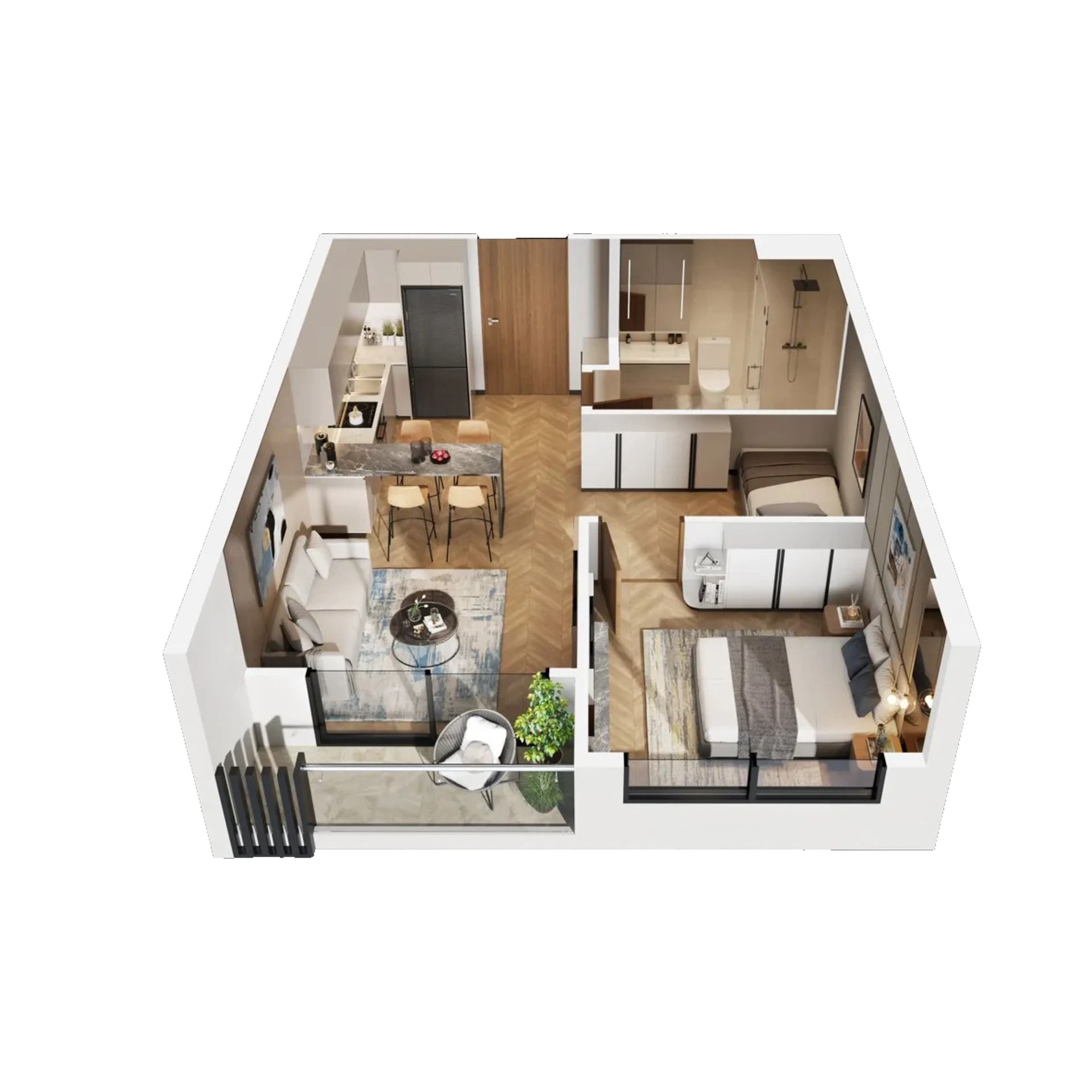 Mặt bằng 1PN Masteri Grand Coast