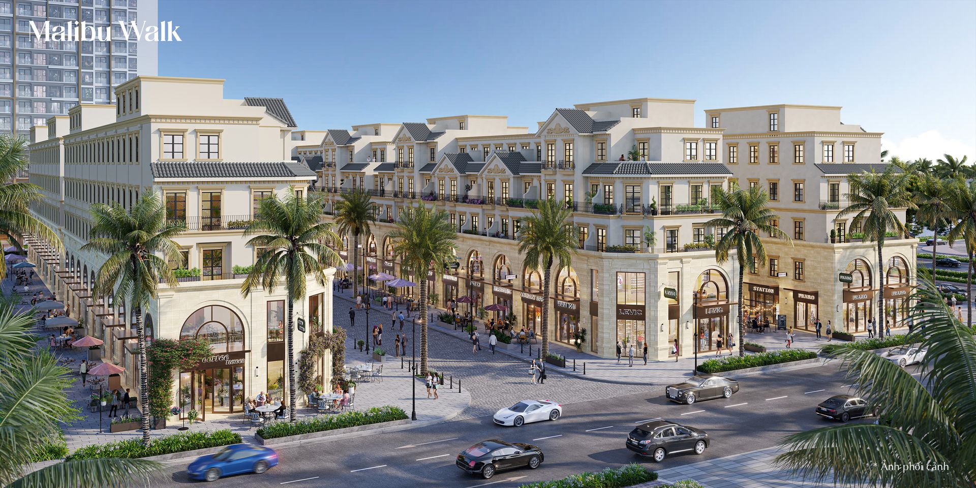 Phối cảnh tổng thể Malibu Walk Vinhomes Ocean Park