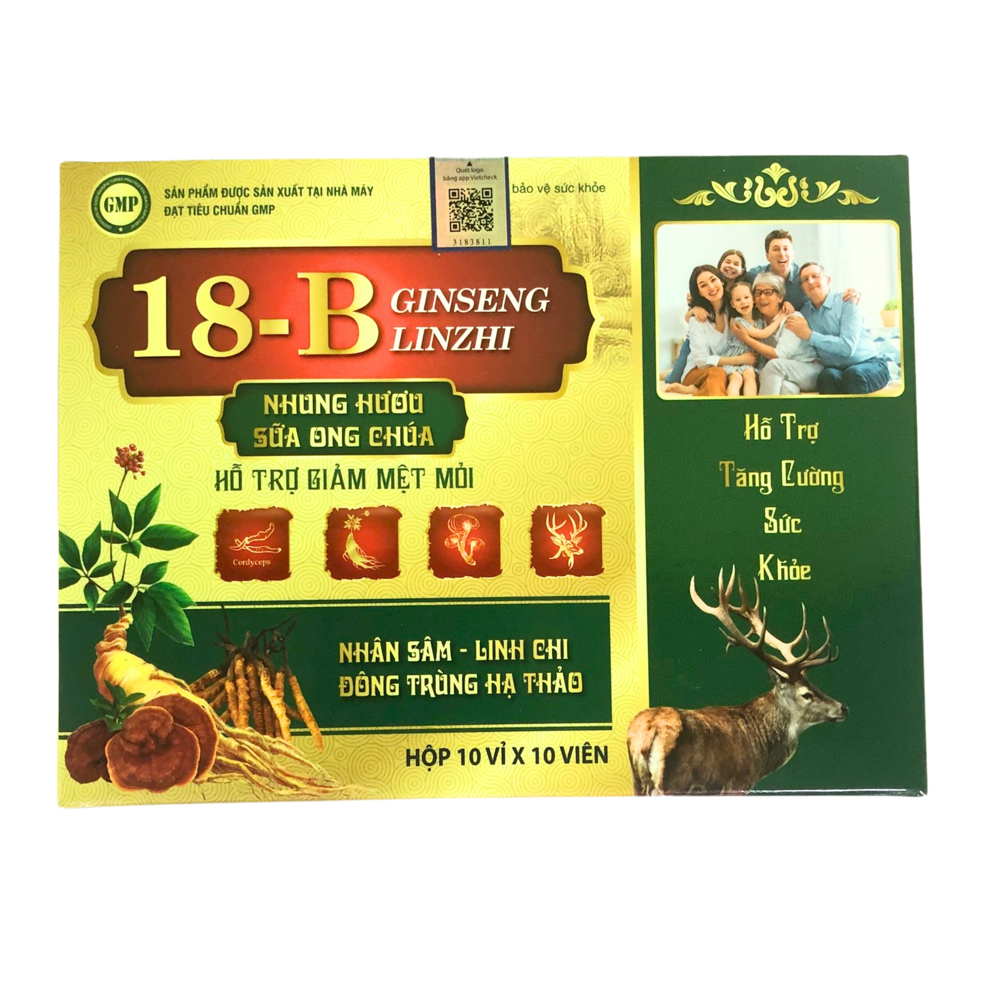 18B Ginseng Linzhi nhung hươu sữa ong chúa hộp 10 vỉ x 10 viên nang mềm Vinaphar