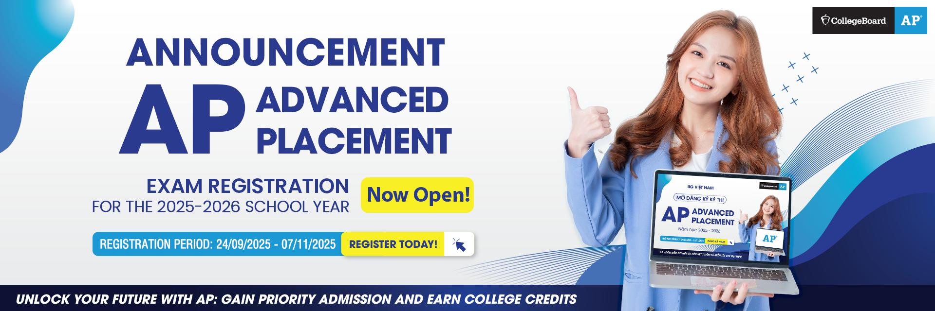 ANNOUNCEMENT: OPEN AP EXAMS REGISTRATION IN 2025 – 2026 SCHOOL YEAR